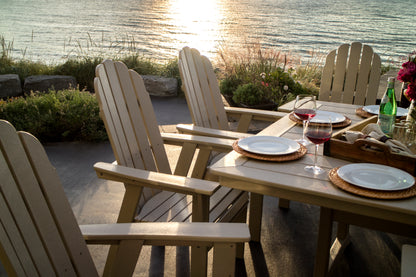 Product detail of the POLYWOOD Vineyard Curveback Adirondack Dining Chair in Sand