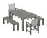 POLYWOOD Coastal 5-Piece Parsons Dining Set with Benches in Slate Grey / Birch