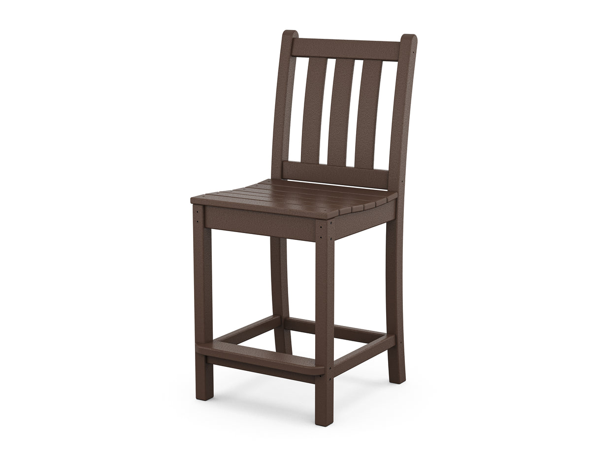 POLYWOOD Traditional Garden Counter Side Chair in Mahogany
