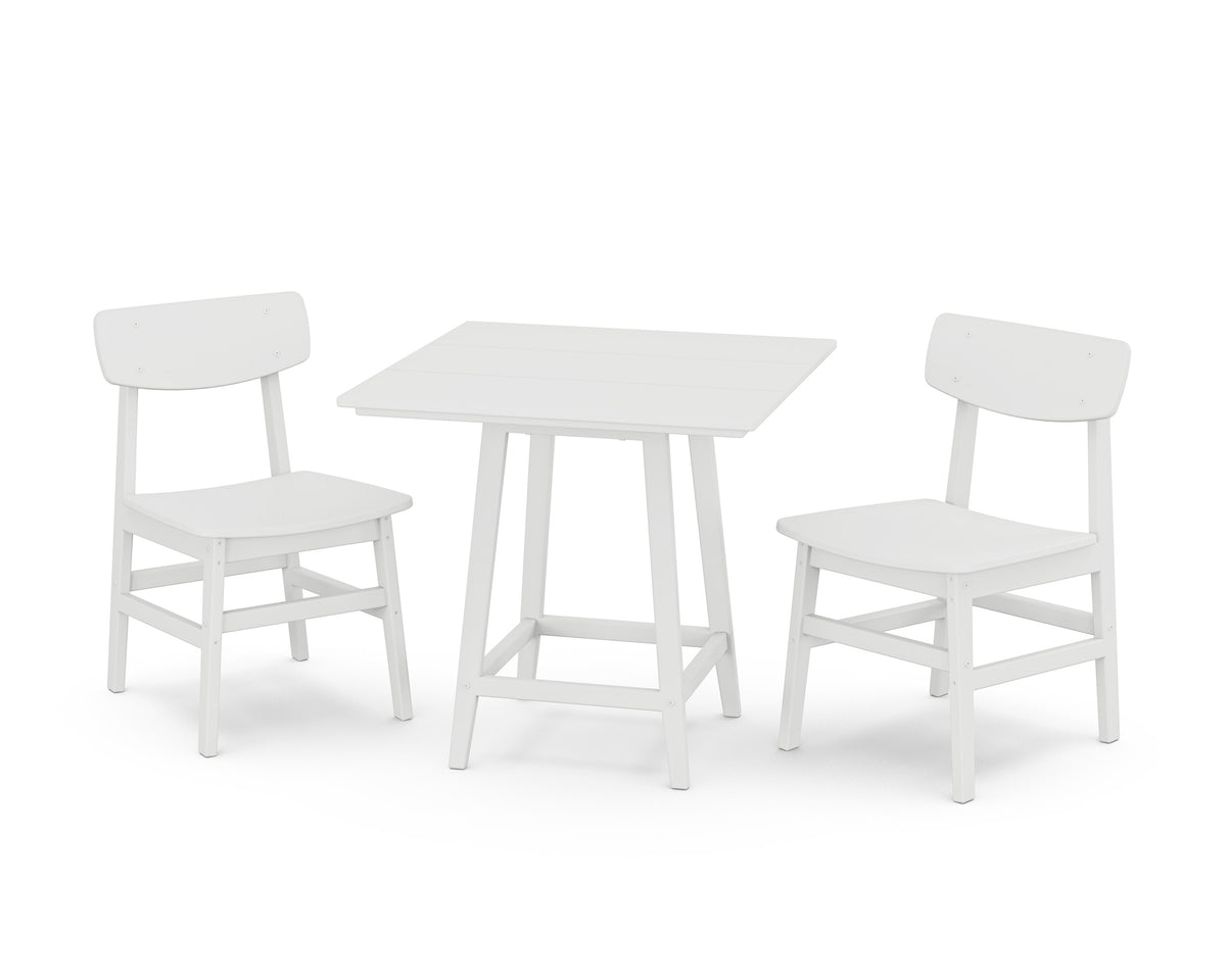 POLYWOOD Modern Studio Urban Chair 3-Piece Bistro Dining Set in White