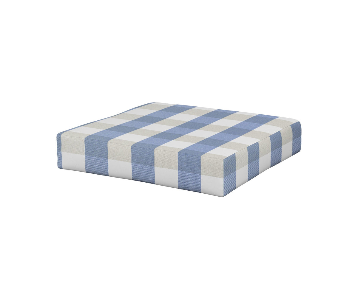 POLYWOOD Vineyard Ottoman Cushion in Buffalo Plaid Sky Blue