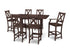 POLYWOOD Braxton 7-Piece Farmhouse Trestle Bar Set in Mahogany