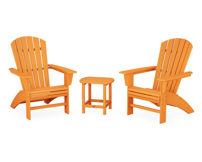 POLYWOOD Nautical 3-Piece Curveback Adirondack Set in Tangerine