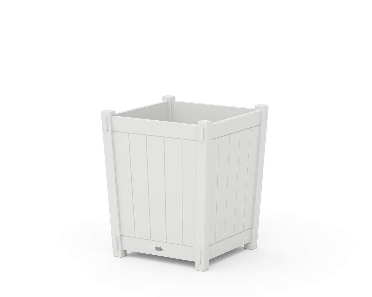 POLYWOOD Vineyard Large Tapered Square Short Planter Box in White