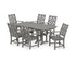 POLYWOOD Wovendale Arm Chair 7-Piece Farmhouse Dining Set in Slate Grey