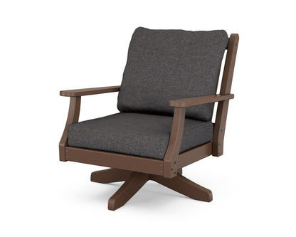 POLYWOOD Wovendale Deep Seating Swivel Chair in Mahogany / Ash Charcoal