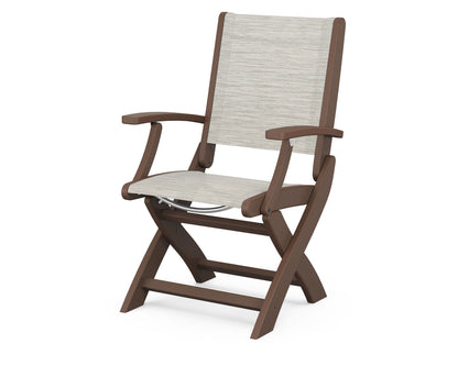 POLYWOOD Coastal Folding Chair in Mahogany with Mahogany arms and Birch sling