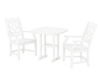POLYWOOD Chinoiserie 3-Piece Dining Set in White