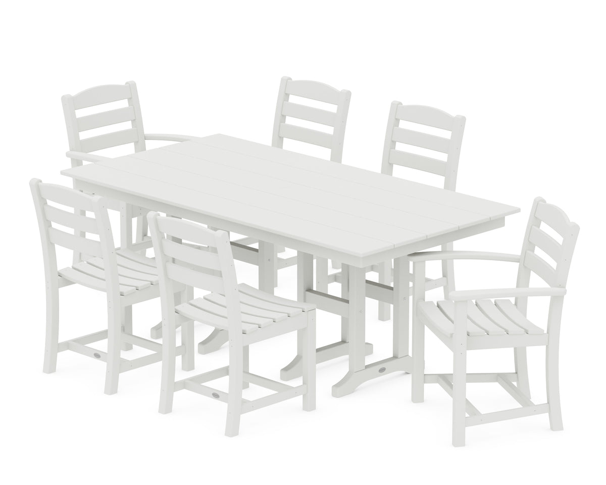 POLYWOOD La Casa Café 7-Piece Farmhouse Dining Set in Vintage White