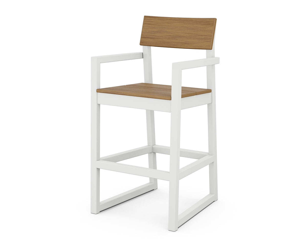 POLYWOOD EDGE Bar Arm Chair in White / Natural