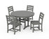 POLYWOOD La Casa Café Side Chair 5-Piece Round Farmhouse Dining Set in Slate Grey