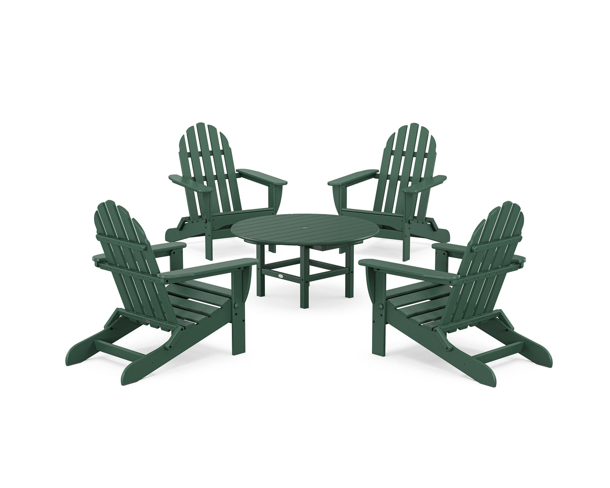 POLYWOOD Classic Folding Adirondack 5-Piece Conversation Group in Green