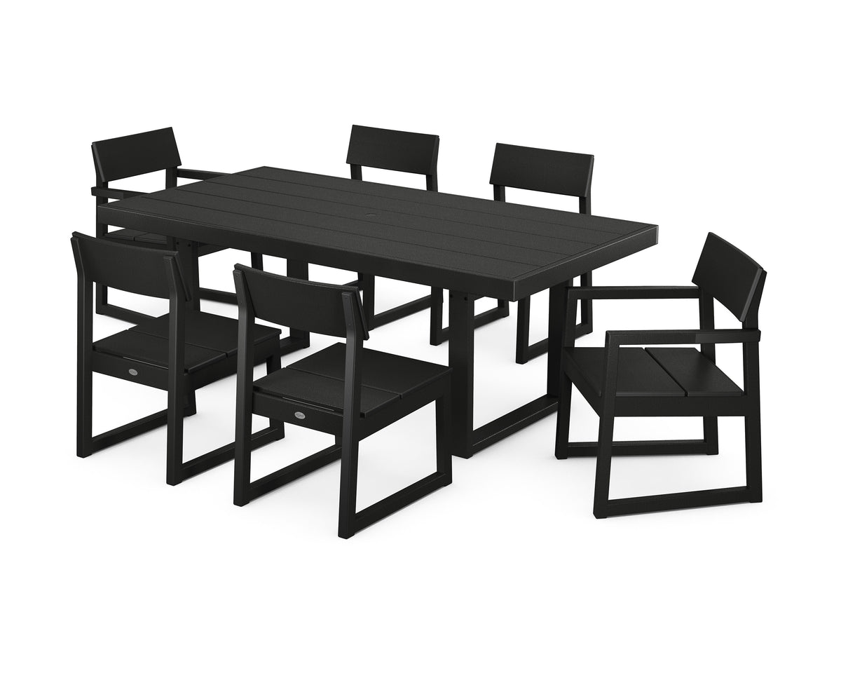 POLYWOOD EDGE 7-Piece Dining Set (EDGE 40" x 78" Table) in Black