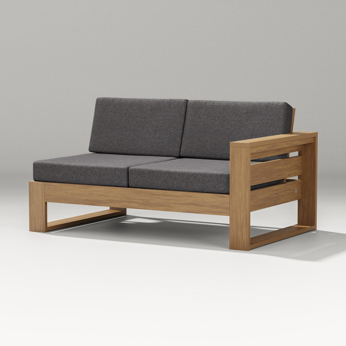 POLYWOOD Latitude Modular Right Arm Loveseat in Natural / Ash Charcoal