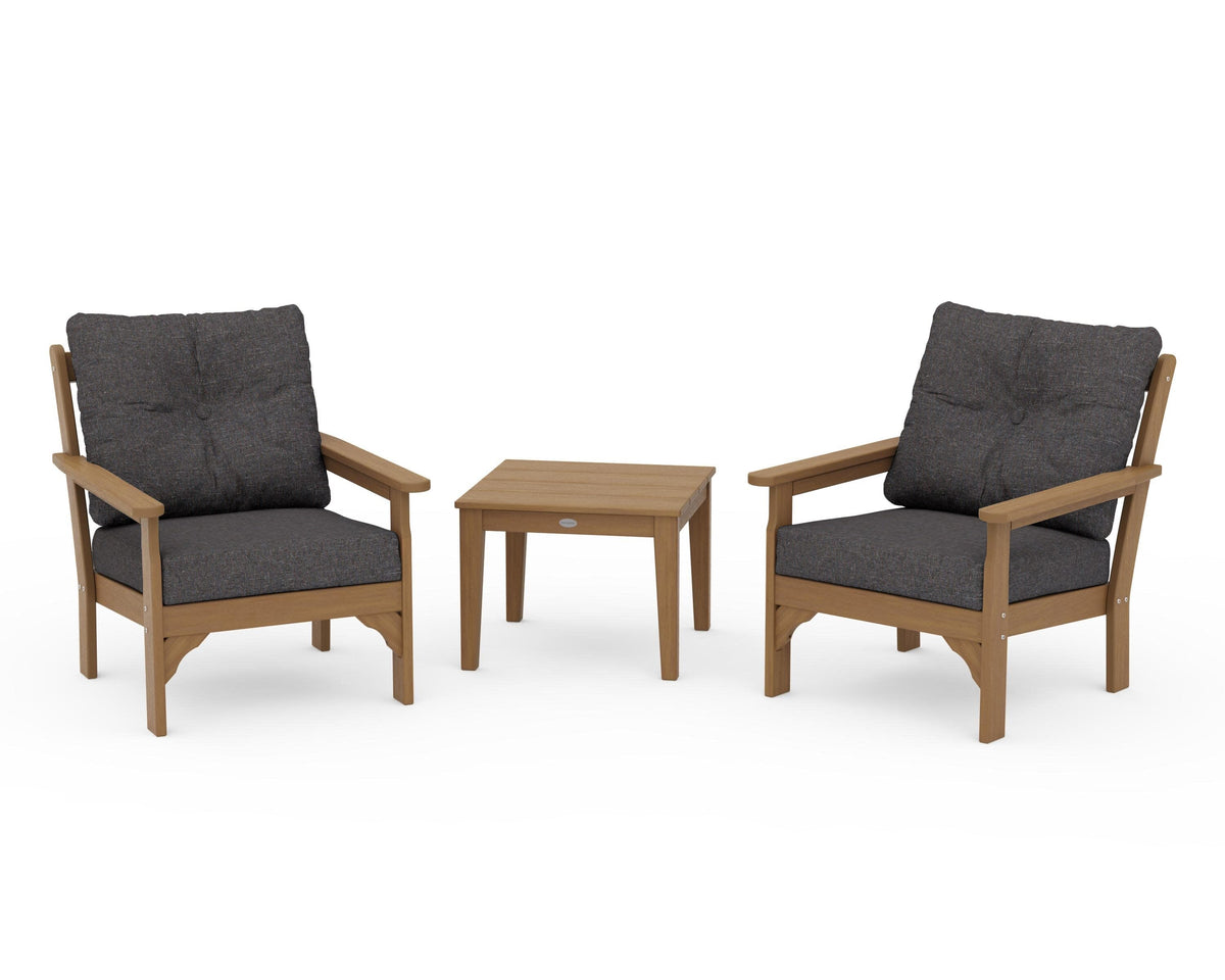 POLYWOOD Vineyard 3-Piece Deep Seating Set in Natural / Ash Charcoal