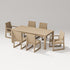 POLYWOOD PW Designer Series Elevate 7-Piece Parsons Table Dining Set with PW Designer Series Elevate Dining Side Chair in Vintage Sahara