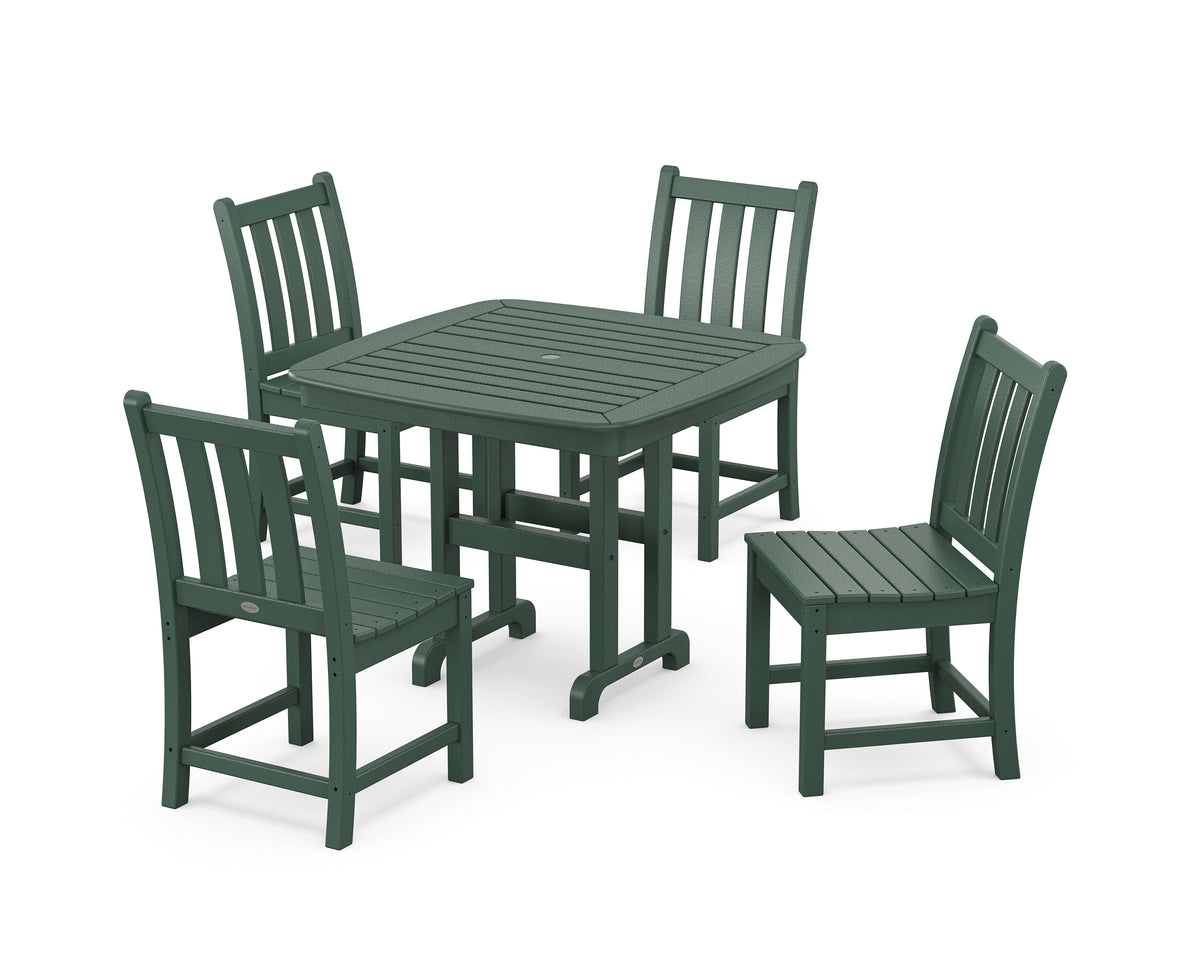 POLYWOOD Traditional Garden Side Chair 5-Piece Dining Set in Green