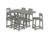 POLYWOOD Modern Studio Plaza Lowback Bar Chair 7-Piece Set in Slate Grey