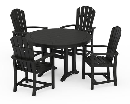 POLYWOOD Palm Coast 5-Piece Round Dining Set in Black