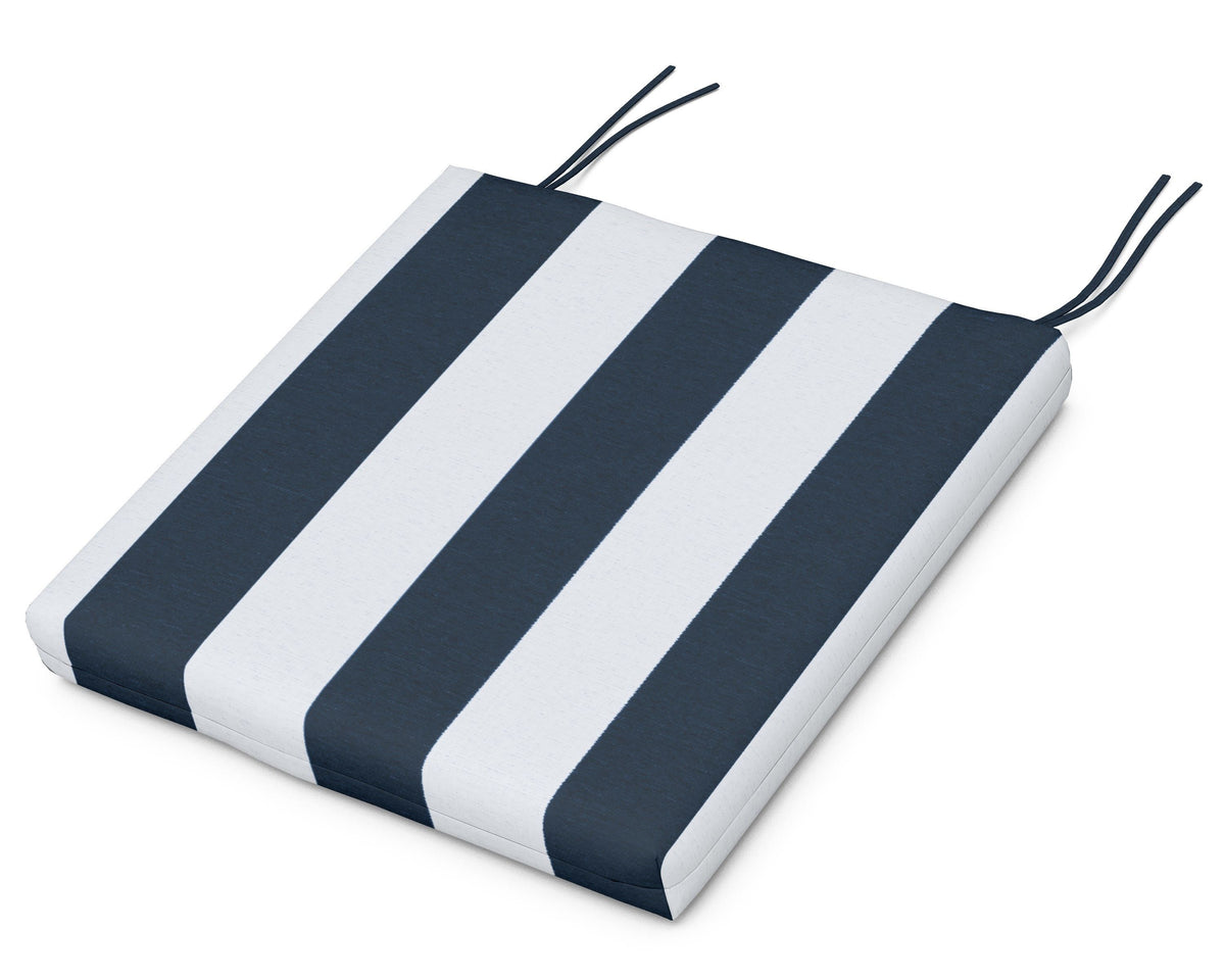 POLYWOOD Seat Cushion - 18"D x 17.25"W x 2.5"H in Cabana Stripe Marine Indigo