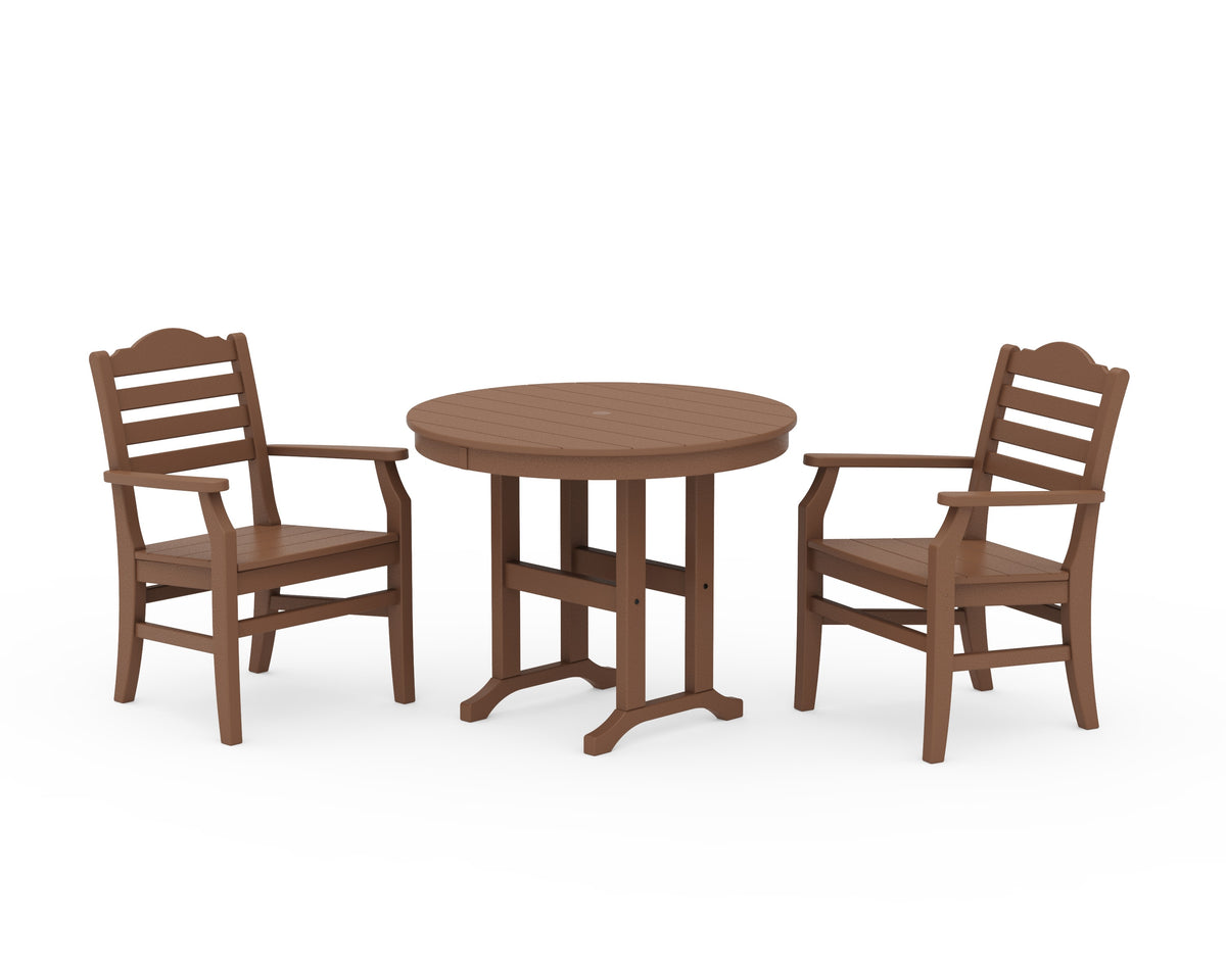 POLYWOOD Savannah 3-Piece Farmhouse Dining Set in Teak