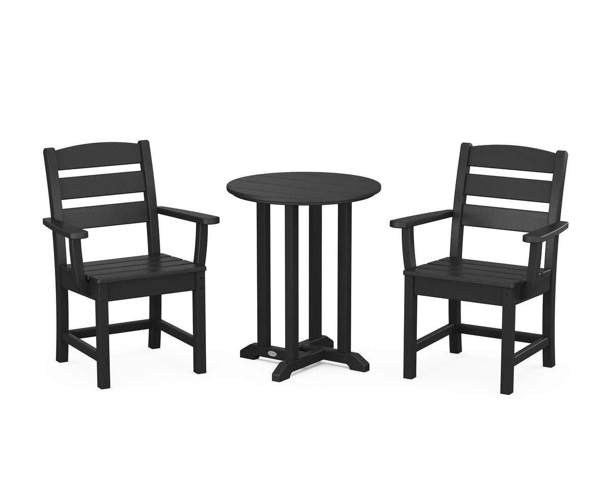 POLYWOOD Lakeside 3-Piece Round Bistro Dining Set in Black