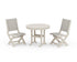 POLYWOOD Coastal Folding Side Chair 3-Piece Round Dining Set in Sand / Birch
