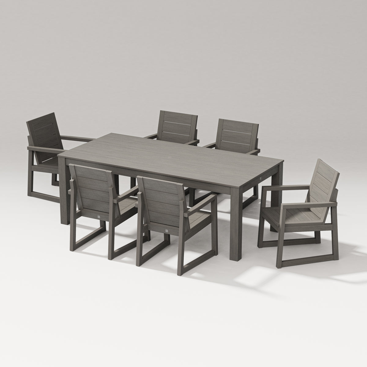 POLYWOOD PW Designer Series Elevate 7-Piece Parsons Table Dining Set in Driftwood
