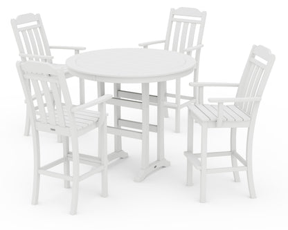 POLYWOOD Cottage 5-Piece Round Bar Set in White