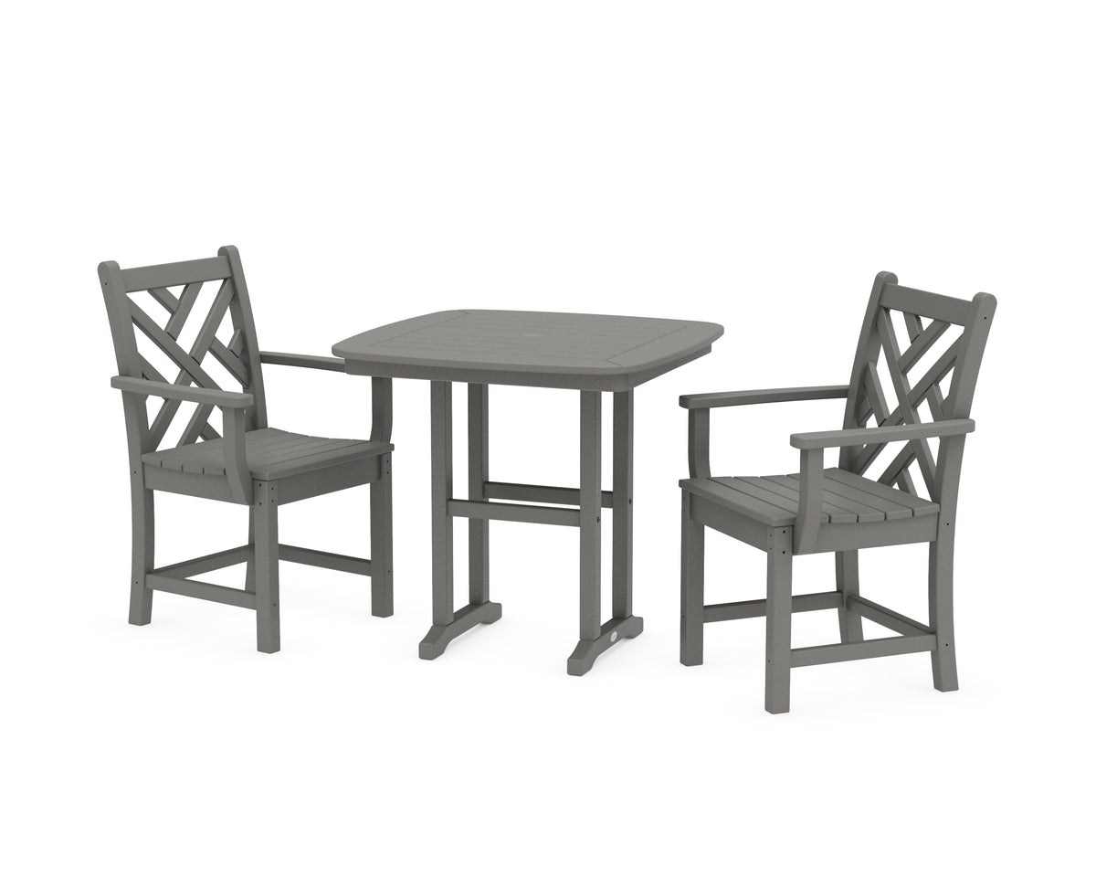 POLYWOOD Chippendale 3-Piece Dining Set in Slate Grey