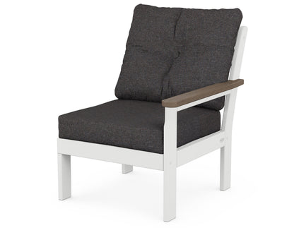 POLYWOOD Vineyard Modular Right Arm Chair in White / Kona / Ash Charcoal
