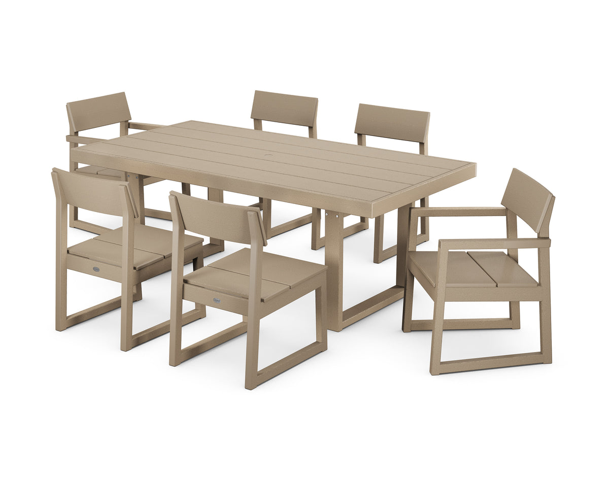 POLYWOOD EDGE 7-Piece Dining Set (EDGE 40" x 78" Table) in Vintage Sahara