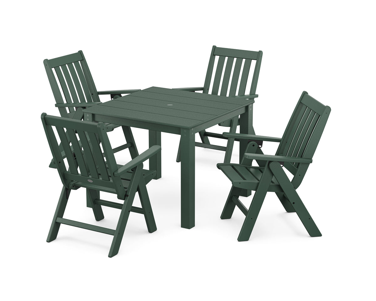 POLYWOOD Vineyard Folding Chair 5-Piece Parsons Dining Set PWS2369-1 ...