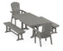 POLYWOOD Nautical Adirondack 5-Piece Dining Set with Trestle Legs - 38" x 73" Table in Slate Grey