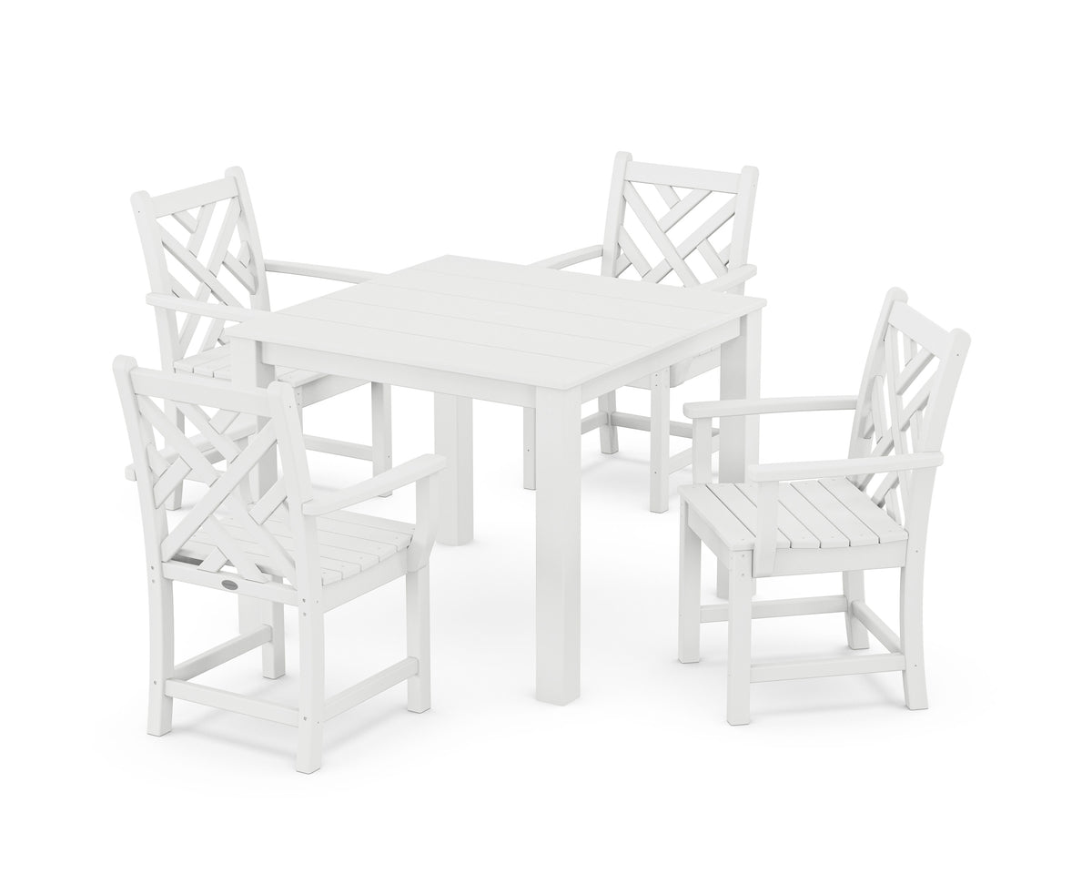 POLYWOOD Chippendale 5-Piece Parsons Dining Set in White