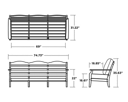 POLYWOOD Savannah Deep Seating Sofa dimensions