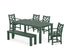 POLYWOOD Chippendale 6-Piece Parsons Dining Set with Bench in Green