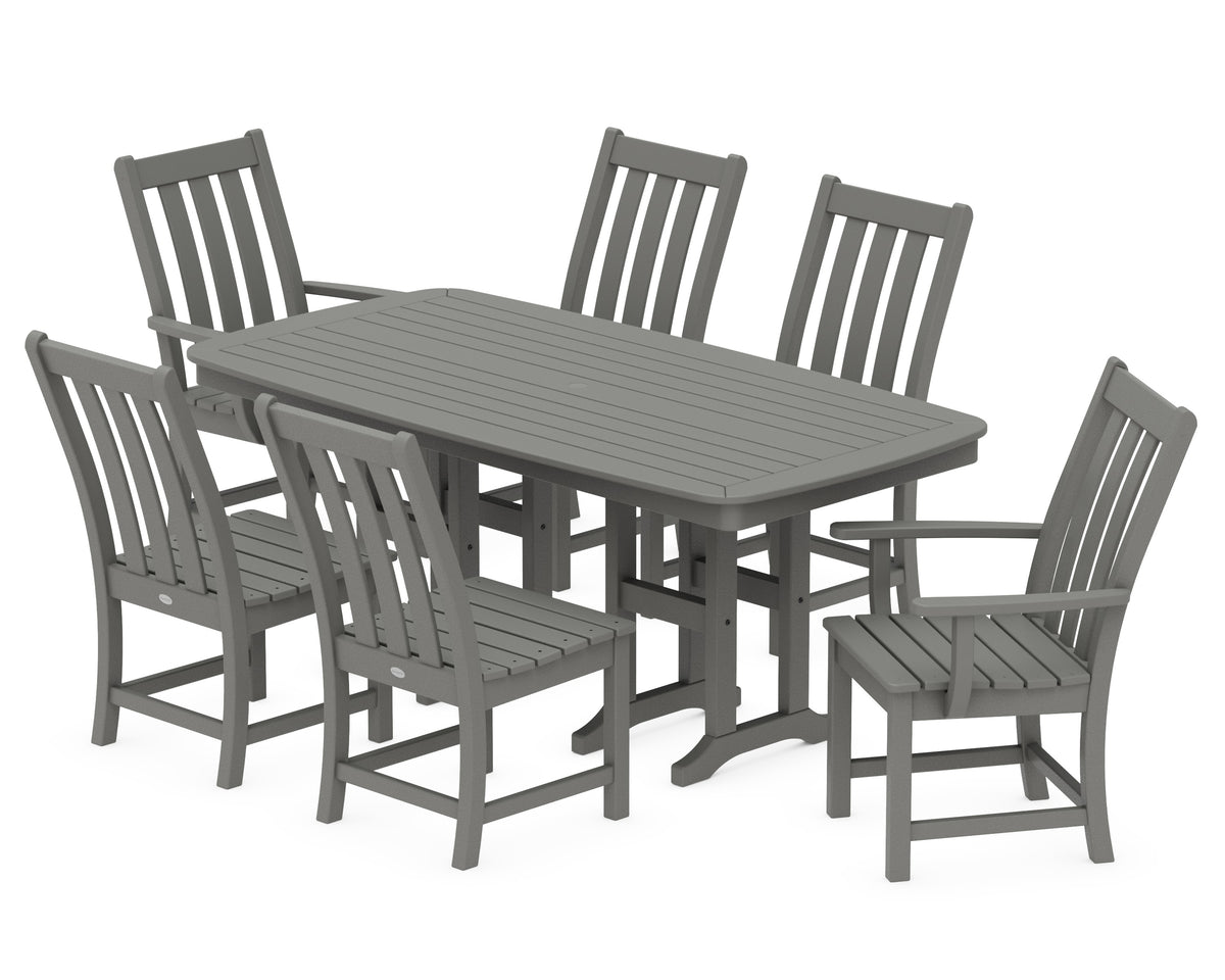 POLYWOOD Vineyard 7-Piece Dining Set - 37" x 72" Table in Slate Grey