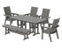 POLYWOOD Modern Curveback Adirondack 6-Piece Dining Set with Bench in Slate Grey
