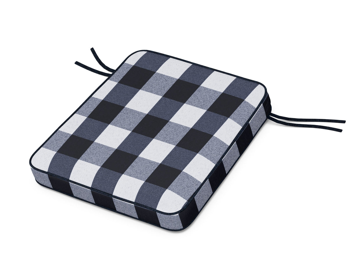 POLYWOOD Chinoiserie Rocker Seat Cushion in Buffalo Plaid Marine Indigo