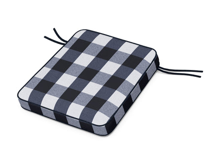 POLYWOOD Chinoiserie Rocker Seat Cushion in Buffalo Plaid Marine Indigo