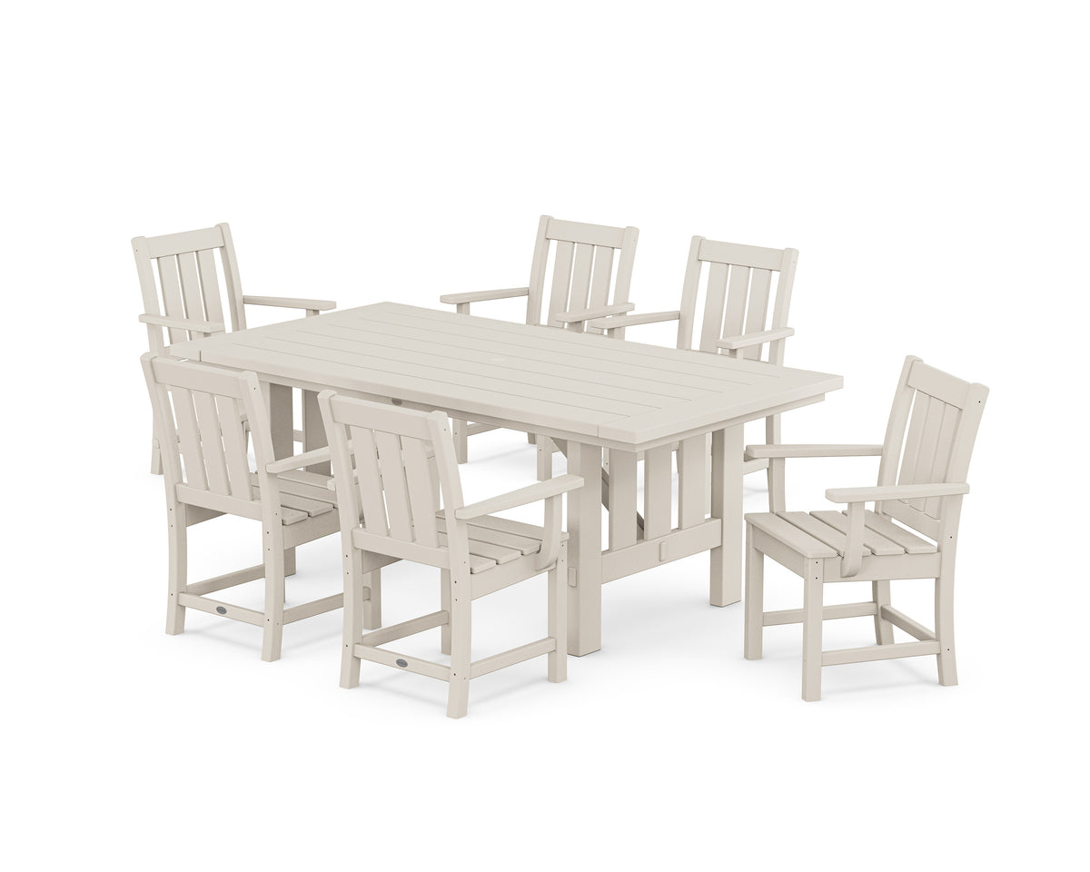 POLYWOOD Oxford Arm Chair 7-Piece Mission Dining Set in Sand