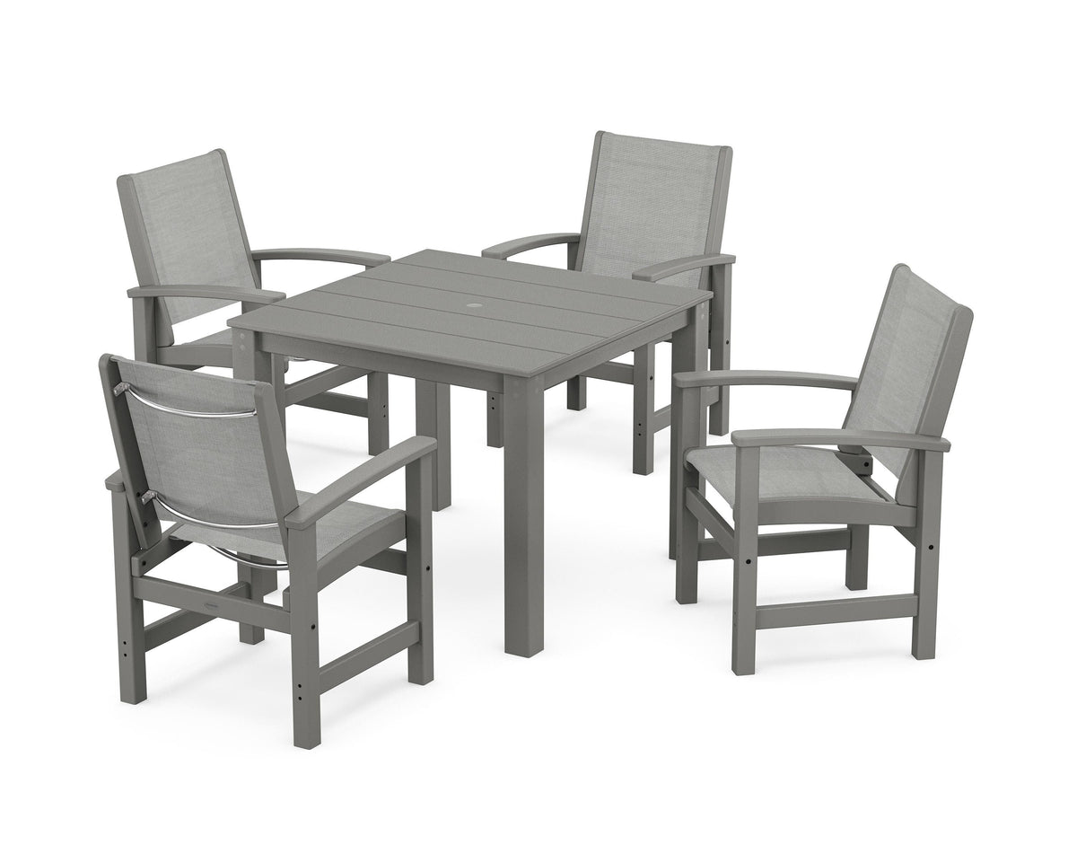 POLYWOOD Coastal 5-Piece Parsons Dining Set in Slate Grey / Metallic