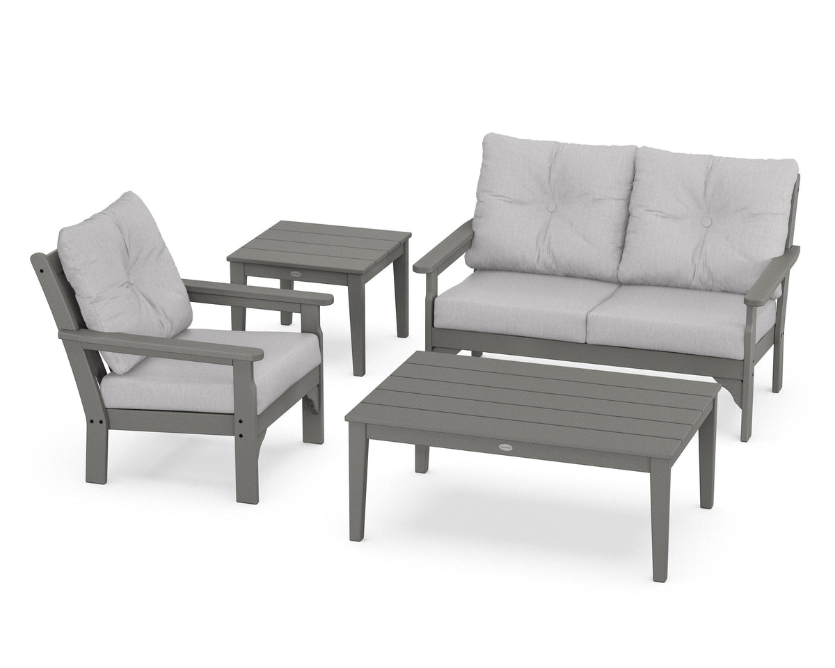 POLYWOOD Vineyard 4-Piece Deep Seating Set in Slate Grey / Granite