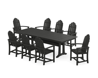 POLYWOOD Classic Adirondack 9-Piece Farmhouse Dining Set with Trestle Legs in Black