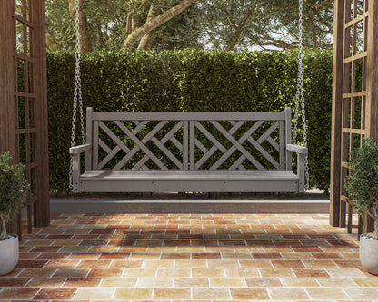 POLYWOOD Chippendale 60" Swing in Slate Grey in an outdoor setting