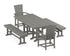 POLYWOOD Quattro 5-Piece Farmhouse Dining Set with Benches - 37" x 72" Table in Slate Grey