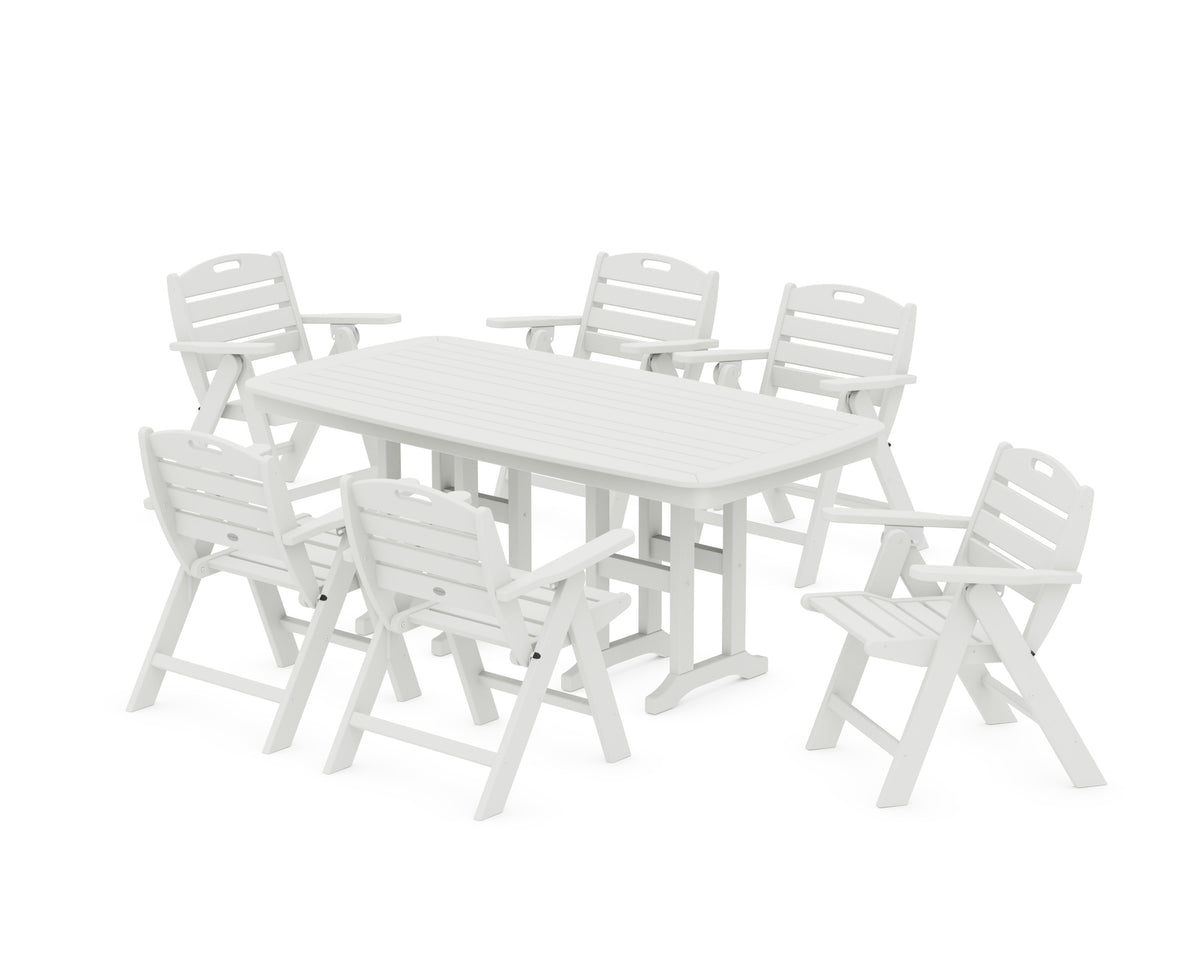 POLYWOOD Nautical Lowback 7-Piece Dining Set in Vintage White