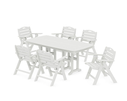 POLYWOOD Nautical Lowback 7-Piece Dining Set in Vintage White