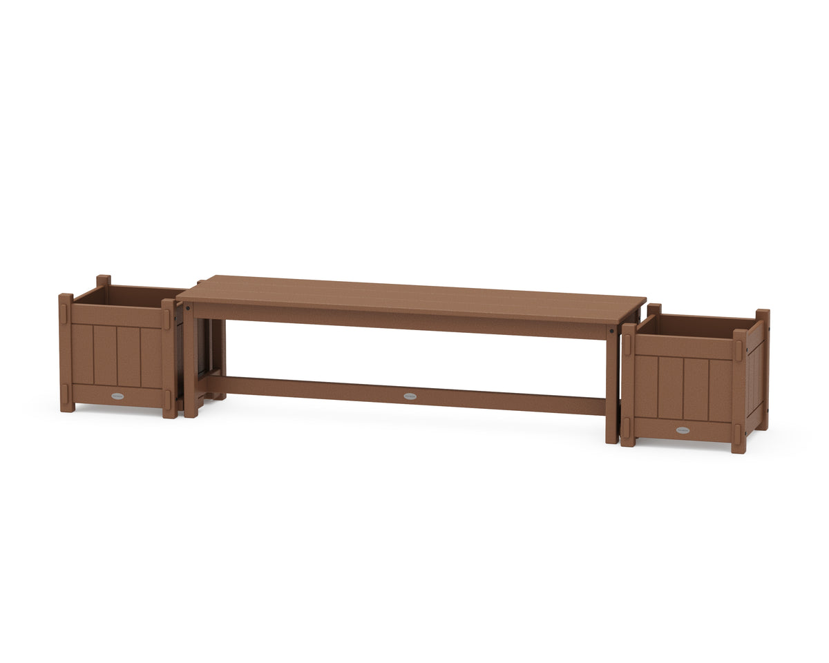 POLYWOOD 60" Vineyard Straight Planter Bench Set in Teak